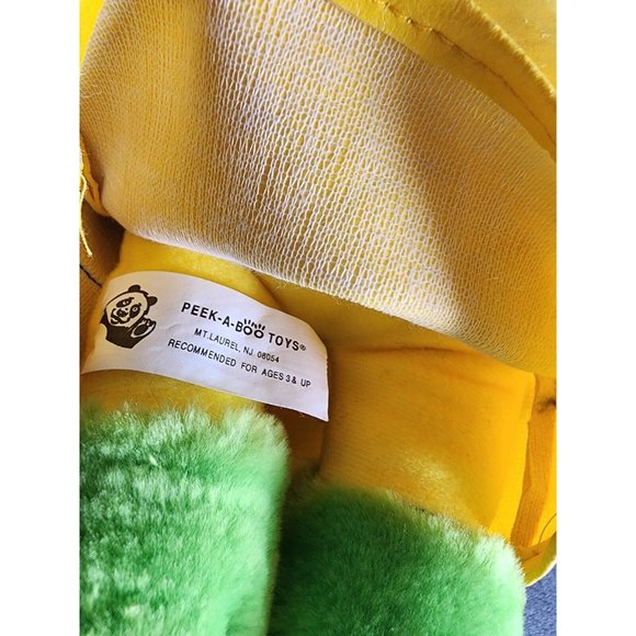 Plush Green Frog Yellow Raincoat Stuffed Animal PEEK-A-BOO Toys Spring - Picture 7 of 8